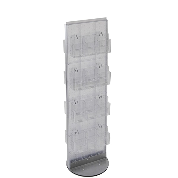 2-Sided Rotating Pegboard Rack W/ 48 Brochure Pockets 16"Wx60"H